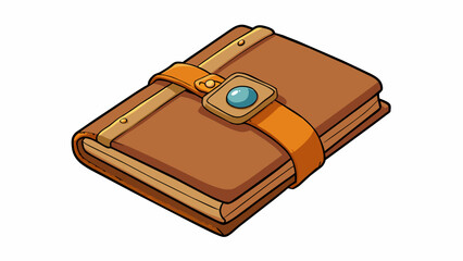 Fototapete - An old worn leather journal with faded pages and a delicate buckle to keep it closed.. Cartoon Vector.