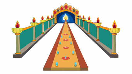 Poster - As I walked down the narrow passage I was enveloped by the sweet scent of blooming jasmine. The walls were adorned with colorful tapestries depicting. Cartoon Vector.