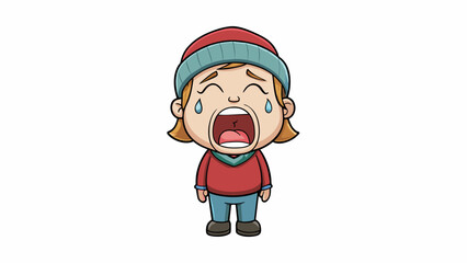 Poster - As she burst into tears her cry became a highpitched wail piercing the stillness of the night. It was raw and full of pain like a ed animals desperate. Cartoon Vector.