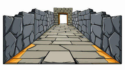 Poster - As I ventured further into the passage I noticed the walls were made of rough grey stone. The occasional crack in the wall revealed a glimpse of the. Cartoon Vector.