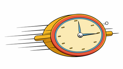 Poster - As the clock ticked the hour hand moved rapidly across the face indicating that time was passing quickly.. Cartoon Vector.