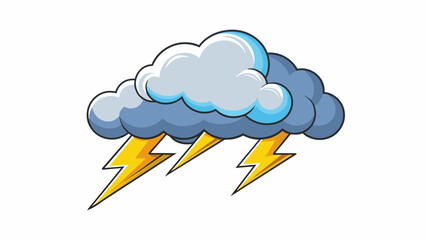 Poster - As the thunder rolls in the air becomes thick and heavy building up the anticipation for the impending storm. The sound is deep and low rumbling in. Cartoon Vector.