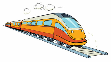 Poster - As the train speeds along the rail its wheels emit a steady rhythm of clicks and clacks as they roll over the joints where two sections of rail meet.. Cartoon Vector.