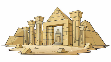 Aufkleber - As they explored the ancient ruins they came across previously hidden hieroglyphics etched into the stone walls. The faded symbols told stories of a. Cartoon Vector.