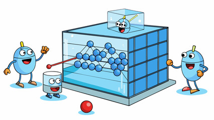 Aufkleber - BoseEinstein Condensate A bunch of atoms cooled to near absolute zero in a research lab. In this state they appear to merge together and behave as one. Cartoon Vector.