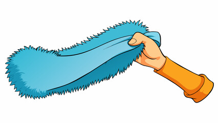 Fototapete - Digging through a pile of clothes I found a soft fuzzy fabric that stretched easily between my fingers. Describing the objects texture and flexibility. Cartoon Vector.