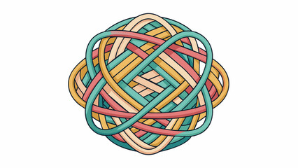 Poster - Envision a delicate and intricate piece of string art created by wrapping and knotting colorful strings around nails or pins. This type of string is. Cartoon Vector.