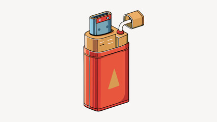 Poster - During a camping trip a reliable lighter becomes a critical item for starting a fire. Its small size and waterproof casing make it a musthave for. Cartoon Vector.