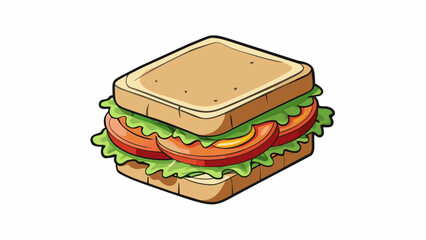 Aufkleber - Evaluating a sandwich The sandwich is made with two slices of wheat bread which hold together sliced turkey lettuce tomato and mayonnaise. The bread. Cartoon Vector.