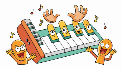Poster - Fingers poised over a keyboard dancing swiftly and skillfully to create a symphony of letters punctuations marks and spaces.. Cartoon Vector.