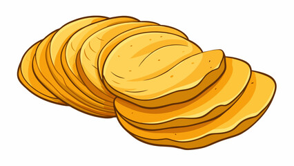 Poster - Freshlybaked potato chips These chips are thin and evenly sliced with a golden brown color and a distinct crinkle pattern. They are firm to the touch. Cartoon Vector.