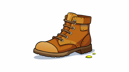 Poster - Harrys worn leather boots stomped down the street leaving a distinct trail in the dusty pavement. His boots were scuffed and wellloved showing off the. Cartoon Vector.