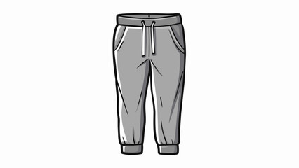 Aufkleber - Grey sweatpants with a tapered fit made from a soft and cozy material. They have an elastic waistband and cuffs perfect for lounging or exercise.. Cartoon Vector.