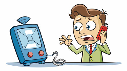 Poster - He rolled his eyes at her clunky old phone scoffing at the cracked screen and outdated model.. Cartoon Vector.