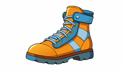 Aufkleber - In a construction site a steeltoed boot is a critical piece of equipment for workers. Its reinforced toe and durable sole offer protection from heavy. Cartoon Vector.