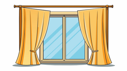Poster - In front of a window a set of curtains are drawn allowing only a soft glow of sunlight into the room. The consideration in this illustration is the. Cartoon Vector.