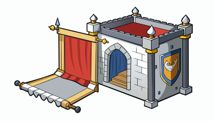 Fototapete - In a secret room of the castle there is a rare tapestry made of shimmering silver threads that seem to move and tell a different story each time. Cartoon Vector.