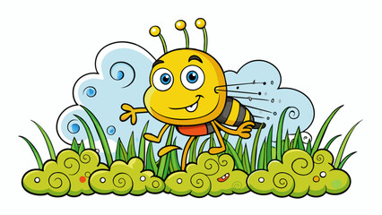 Poster - In August the air feels warm and heavy filled with the sweet scent of freshly grass and the sound of buzzing insects.. Cartoon Vector.