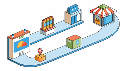 Poster - In marketing terms a channel is the pathway that a product takes to reach the consumer. This can include physical stores online retailers or direct. Cartoon Vector.