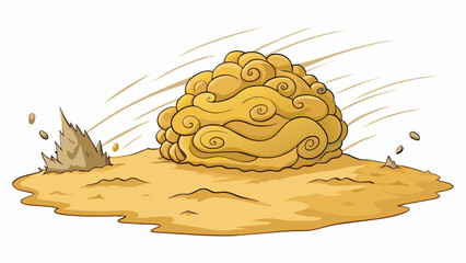 Poster - In the distance a massive dust storm can be seen swirling and churning engulfing everything in its path. The howling winds carry bits of debris and. Cartoon Vector.