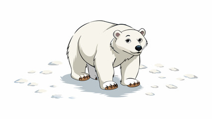 Aufkleber - In the frigid Arctic tundra a polar bear prowls through the snow its massive paws leaving deep tracks in its wake. Its thick fur made for surviving in. Cartoon Vector.