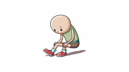 Poster - In this illustration a knee is seen in a slight squatting position with the bottom of a shoe visible on the ground. The knee joint is covered in. Cartoon Vector.