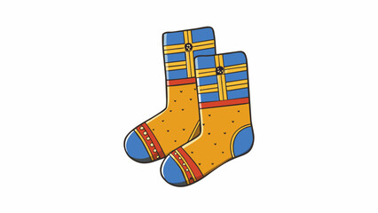 Wall Mural - Knitted wool socks These socks are handcrafted from soft wool and feature a traditional Swedish knitting pattern. They are warm and cozy perfect for. Cartoon Vector.