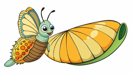 Poster - Like a butterfly emerging from its co a Christian is transformed by their belief in the resurrection and eternal life.. Cartoon Vector.