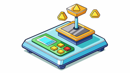 Fototapete - On a digital scale a gram is represented by a numerical value followed by the letters g. It can measure the weight of items such as jewelry coins or. Cartoon Vector.