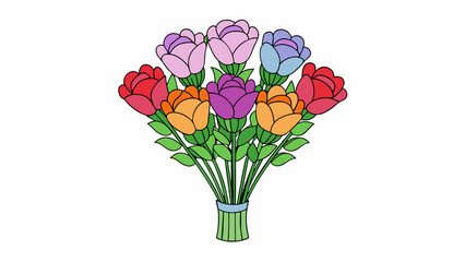 Fototapete - Properly arranged bouquet of flowers The flowers are wellspaced and arranged in a symmetrical manner. Each flower is at the appropriate height with. Cartoon Vector.