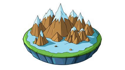 Aufkleber - Rocky mountains jutting out of the earth These towering giants loom over the landscape their jagged peaks reaching up towards the sky. Covered in. Cartoon Vector.