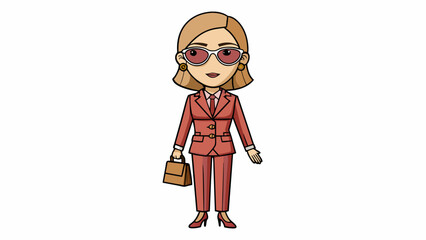 Wall Mural - She had a refined taste in fashion always seen in bespoke suits and designer handbags. Her signature accessory was a pair of oversized sunglasses. Cartoon Vector.