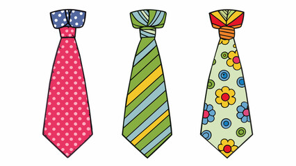 Poster - Some ties have prints or patterns on them such as stripes polka dots or floral designs. These add a pop of personality to an otherwise plain outfit. Cartoon Vector.