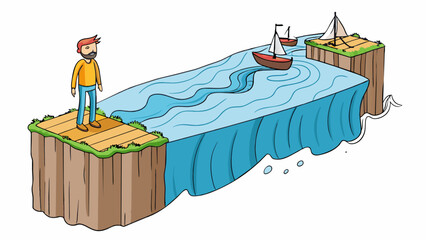 Poster - Standing on the edge of the cliff I could feel the cool ocean breeze on my face. The waves crashed against the rocks far below and I could see the. Cartoon Vector.