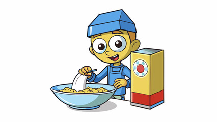 Poster - Someone pouring milk into their cereal bowl before realizing it was expired. Characteristic The milk appeared normal at first glance but upon closer. Cartoon Vector.