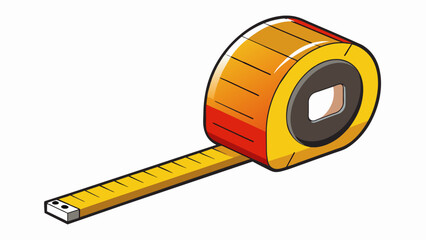 Poster - Tape measure A flexible tool used for measuring distance commonly made of reinforced fiberglass or metal. It has a long thin strip with markings in. Cartoon Vector.
