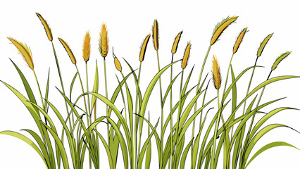 Poster - Tall swaying grasses swish softly as a light breeze passes through creating a serene and peaceful atmosphere.. Cartoon Vector.