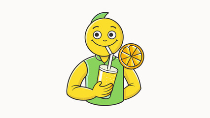 Poster - Taking a sip of a cold refreshing lemonade on a hot summer day. The lemonade is made with freshly squeezed lemons sweetened just enough to tickle your. Cartoon Vector.