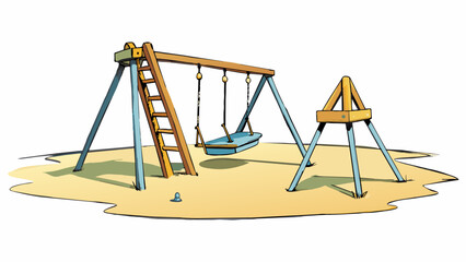 Aufkleber - The abandoned playground stood still in the afternoon sun devoid of the laughter and playful shouts that usually filled the air. The swings swung. Cartoon Vector.