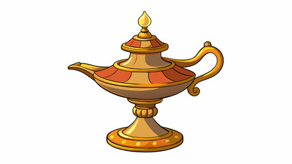 Poster - The antique lamp somehow cast a warm and cozy glow over the room despite its slightly crooked shade and chipped ceramic base.. Cartoon Vector.