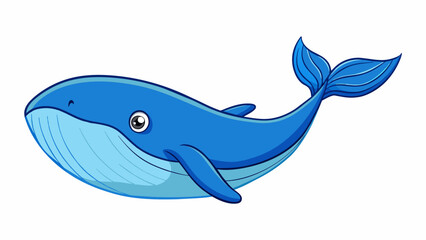Poster - The blue whale surfaced in the ocean its enormous body gliding through the water with ease truly showcasing its immense size.. Cartoon Vector.
