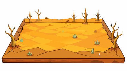 Poster - The barren field showed nil signs of life with no plants or animals in sight.. Cartoon Vector.