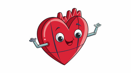 Poster - The beat of a heart a constant t that can be felt and heard in the chest. The heart is a muscular organ that pumps throughout the body creating a. Cartoon Vector.