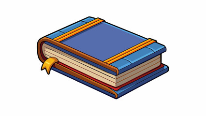 Aufkleber - The book was necessarily thick and heavy with a hardcover binding and crisp white pages filled with knowledge and stories.. Cartoon Vector.