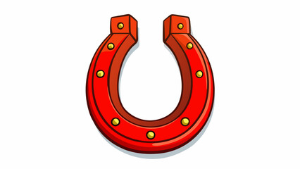 Aufkleber - The bright red horseshoe hung above the door its open end facing up to catch all the good luck that came through the house.. Cartoon Vector.