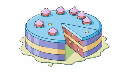 Fototapete - The cake on the plate was partly eaten with just a few slices missing. The icing was smudged and parts of the top layer had been picked off but the. Cartoon Vector.