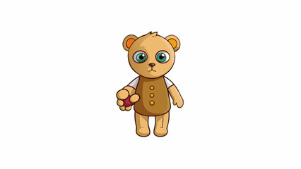Fototapete - The childs hand was small and chubby grasping tightly onto the wornout teddy bear with a missing button eye.. Cartoon Vector.