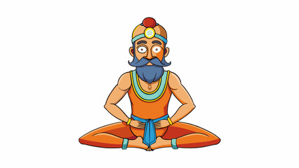 Fototapete - The deep cleansing breaths of a yogi as they stretch their body in various poses connecting their movement with the rhythm of their breathing.. Cartoon Vector.
