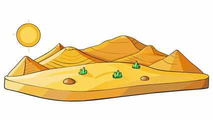 Poster - The desert air was dry and arid causing the sand dunes to appear cracked and brittle under the harsh sun.. Cartoon Vector.