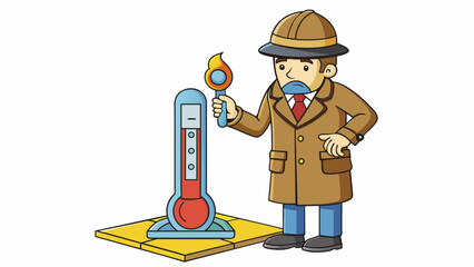 Poster - The detective reckoned the time of death by examining the bodys rigidity and the temperature of the surroundings.. Cartoon Vector.